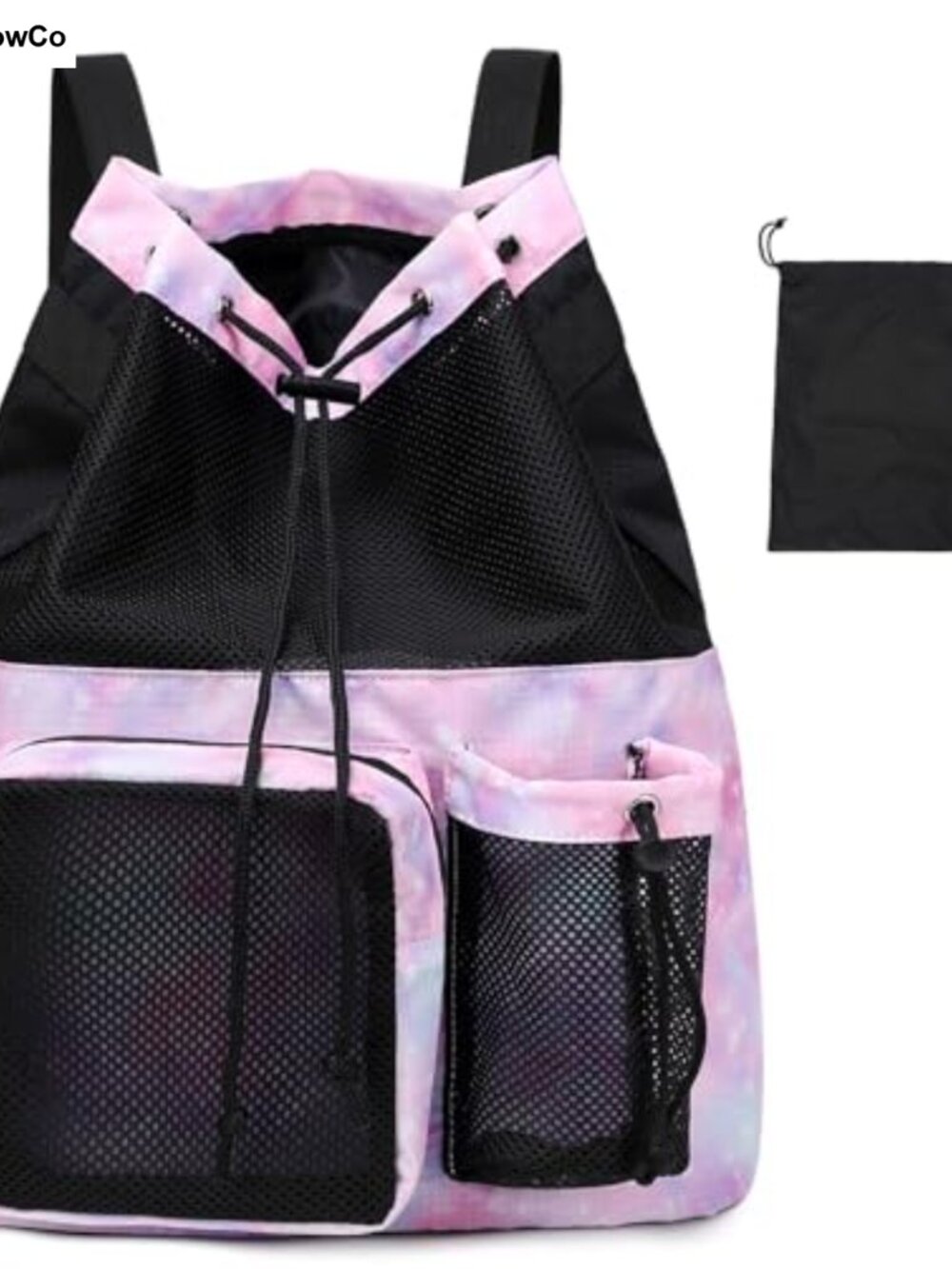 Large Mesh Drawstring Backpack with Shoe Bag Durable Gym Swim Travel Sack